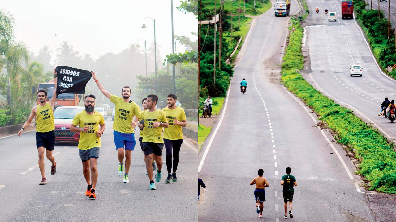 (Left and right) Runners from Mumbai arrive in Goa during the group’s previous attempt of the interstate run. PICS COURTESY/BOMBAY RUNNING CREW