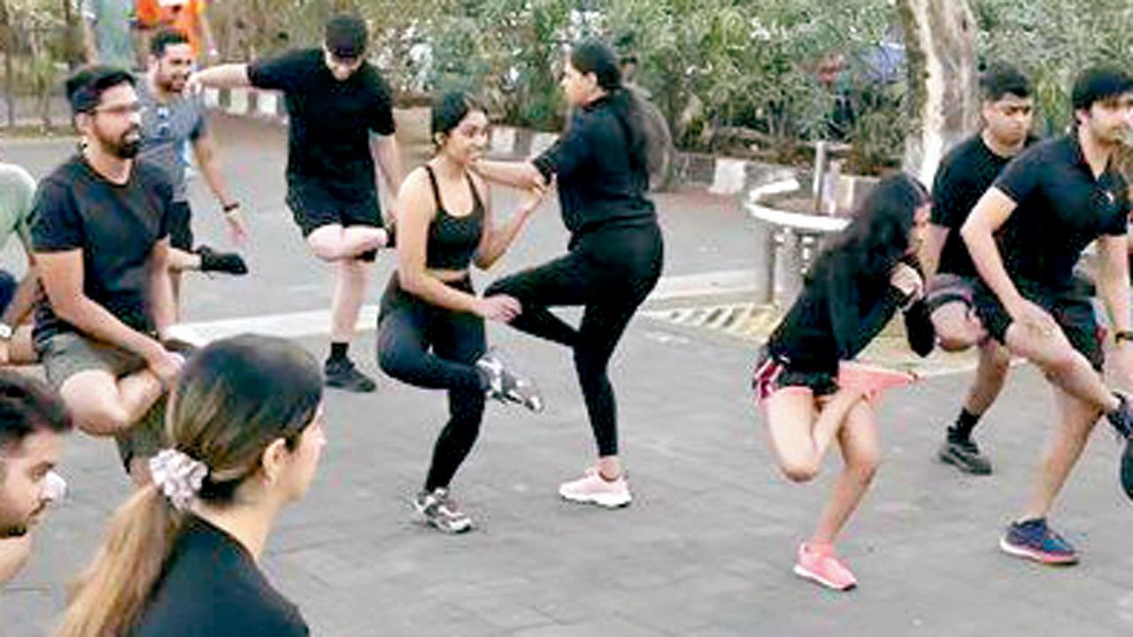 Participants warm up before a run in Mumbai. Pic Courtesy/Sahirah Oshidar on Instagram