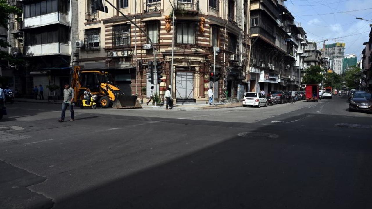 The roadwork done from Opera House towards Girgaon in south Mumbai on May 30