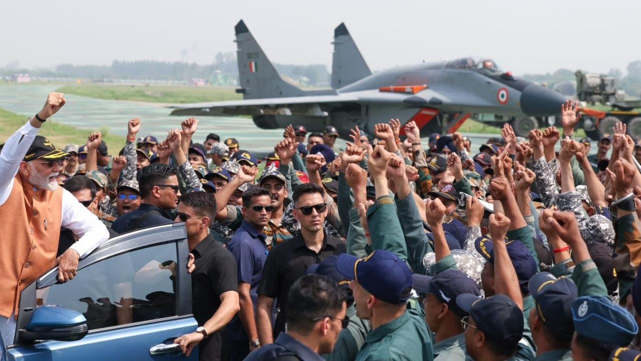 PM Modi was also briefed by Air Force personnel at the base