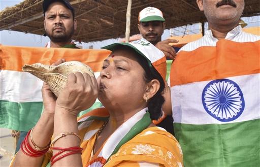 A woman in Prayagraj was seen blowing a conch shell, symbolising a traditional call to battle and celebration of valour. The Ministry of Defence confirmed the strikes via an official statement issued at 1:44 am IST on Wednesday.
