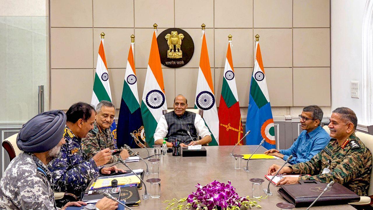 Defence Minister Rajnath Singh holds review meeting in Delhi