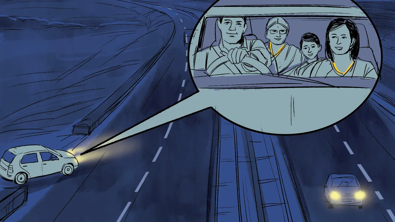 Dr Shravan Shingane; his wife, Chaitali; their two-year-old son, Shriraj; and the doctor’s mother-in-law, Meena Nibhore, were travelling from Chhatrapati Sambhajinagar to Palghar via the Samruddhi Mahamarg on the night of May 2. The family was in high spirits, enjoying the drive. Illustration/Uday Mohite