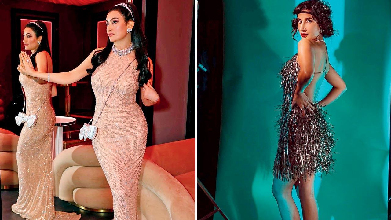 A cloche and a bejewelled headband (above) can stylise the look without making it feel costume-like. Pic Courtesy/Shalini Passi on Instagram; (right) ↑ Parul Gulati’s sequins recall the signature movement of the Flapper attire. Pic Courtesy/gulati06 on Instagram 