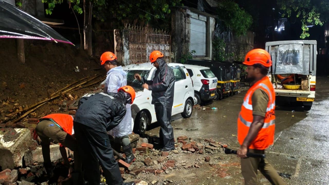 The wall outside Equinox Pvt Ltd collapsed around 12.30 am