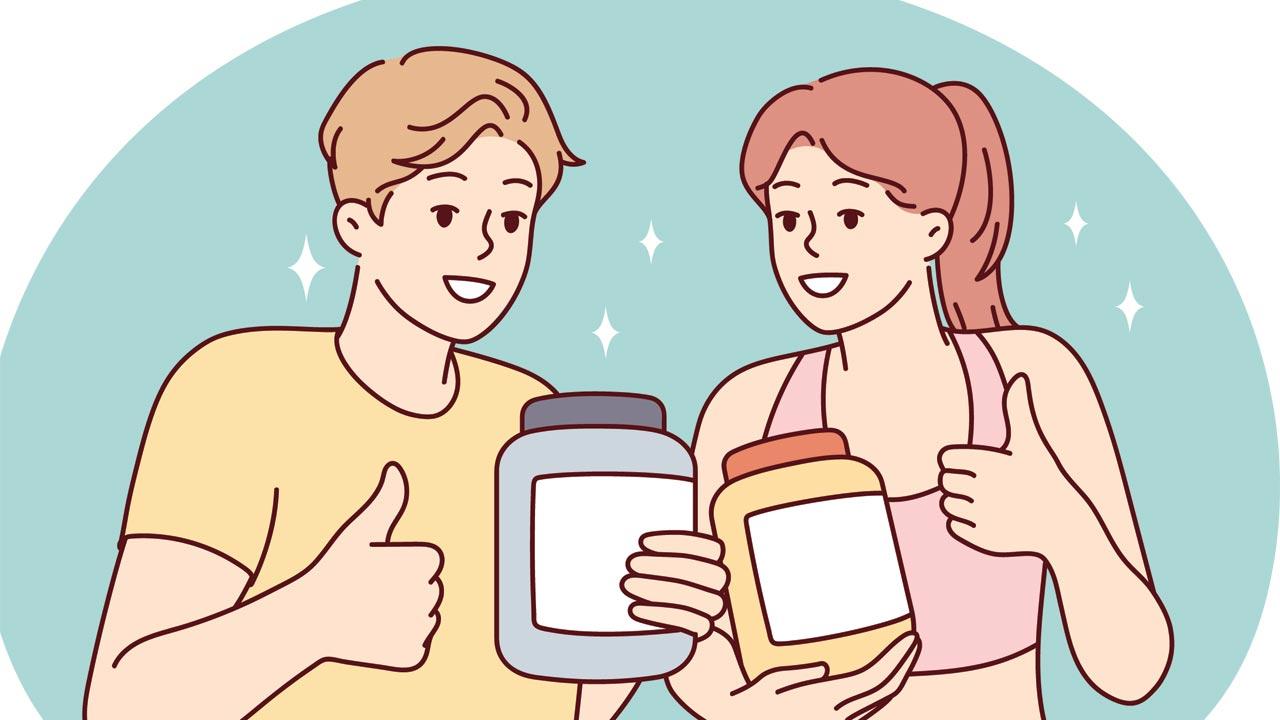 For men:  0.8 grams per kilogram of body weight. 56 grams of protein per day; (right) For women: 0.8 grams  per kilogram of body weight, or 0.36 grams per pound. approximately 46 grams of protein per day