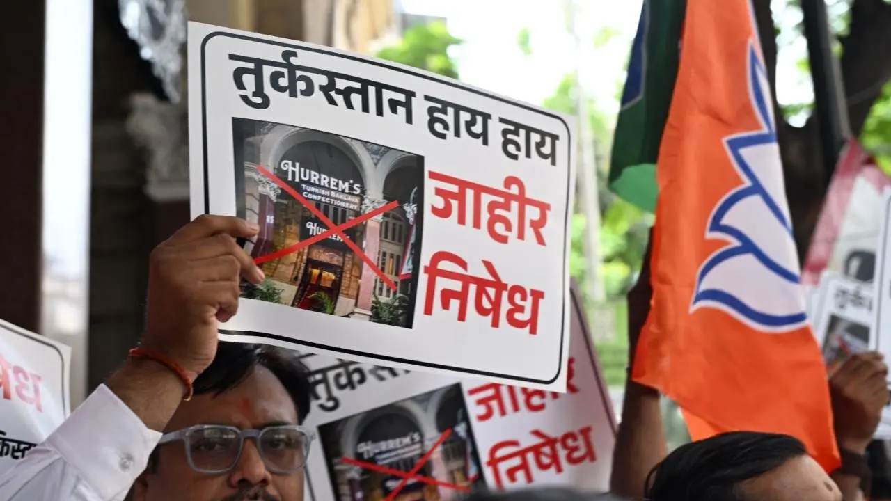 IN PHOTOS: BJP workers protest at Turkish bakery in Mumbai's Fort