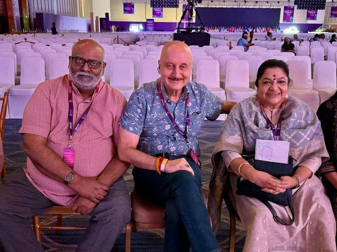 Anupam Kher was all smiles wearing a stylish printed blue shirt and jeans as he arrived on day one of the WAVES Summit
