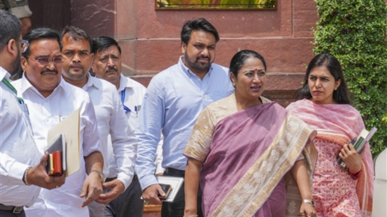 Delhi CM Rekha Gupta arrives for the meeting