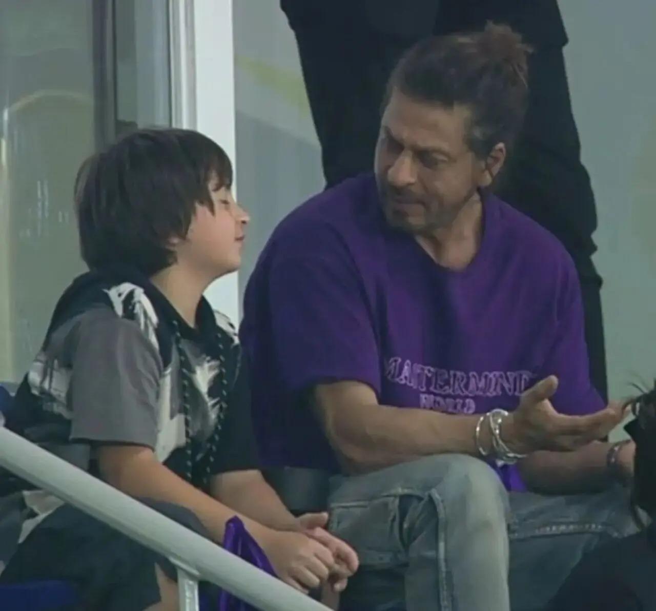 Shah Rukh Khan absolutely adores his kids- Aryan, Suhana and AbRam. His son AbRam has been accompanying him for cricket matches for a long time now