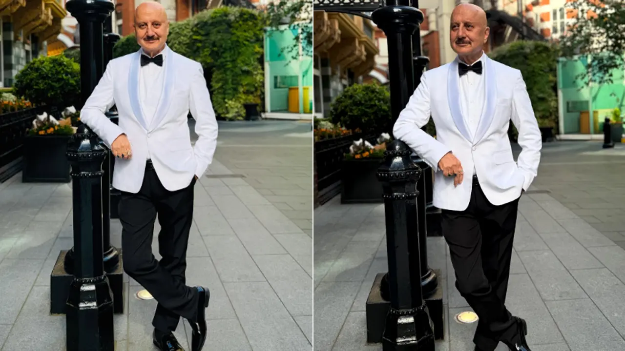 Anupam Kher braces for the London premiere of Tanvi The Great in a jaunty suit