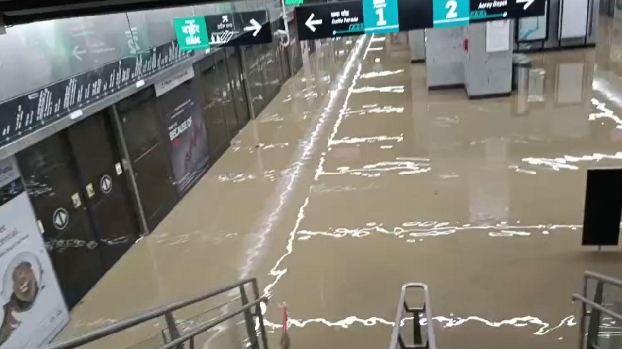 The station, part of the newly opened Aqua Line, was inundated with floodwater following heavy rains across the city, rendering it unsafe for passengers. Pic/ Sources