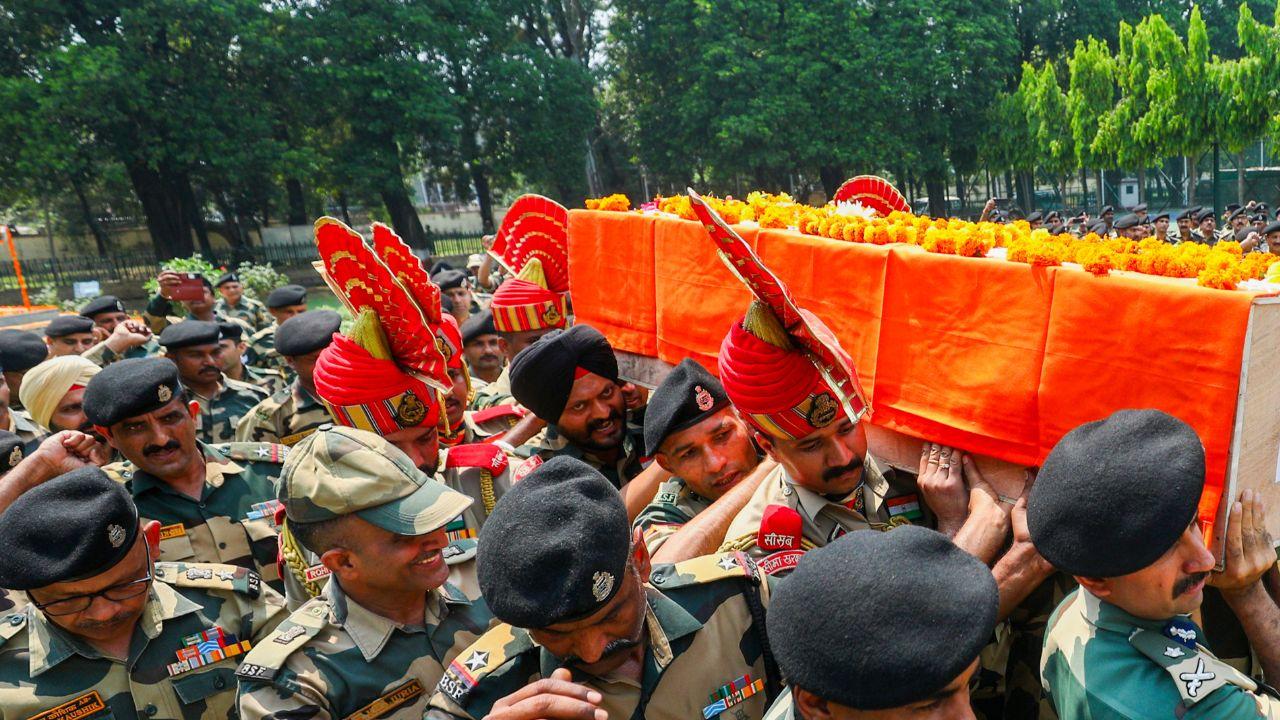 After the wreath laying ceremony, the tricolor-wrapped coffin carrying the body of the officer was dispatched to his home town for last rites
