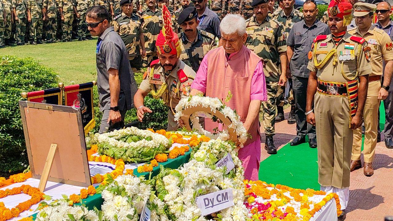 Sinha also walked to the grieving son of the officer and expressed his sympathies to the family
