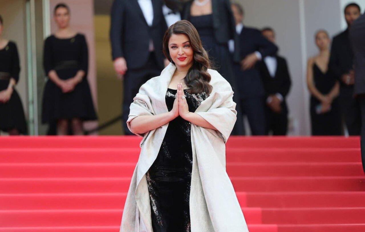 Aishwarya's gown, titled 'Heiress of Clam', was a custom-made piece from Gaurav Gupta Couture. The body-fitted gown was hand-embroidered in shades of silver, gold, charcoal, and black.Adding more to her dramatic look, the actress completed her look with a Banarasi brocade cape, handwoven in Varanasi