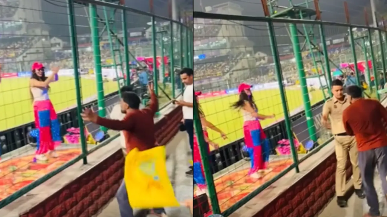 Fan mimics cheerleaders near boundary rope, draws police intervention: WATCH