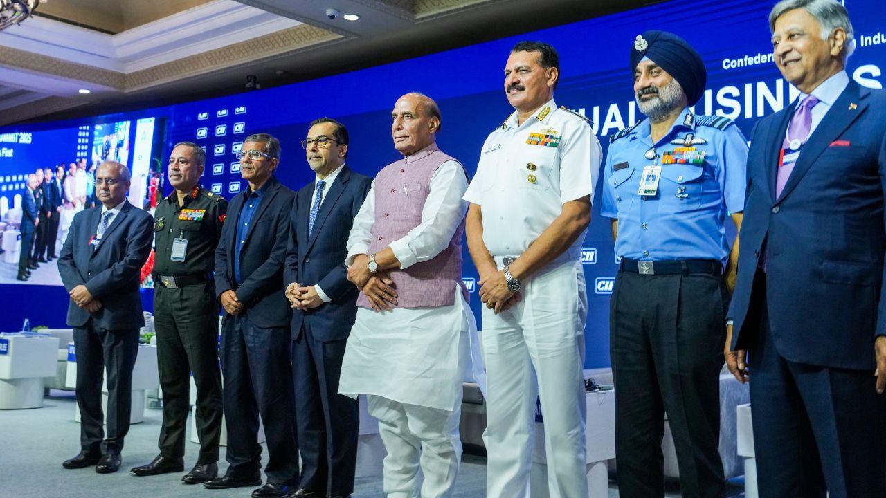  Defence Minister Rajnath Singh addresses the CII Annual General Meeting