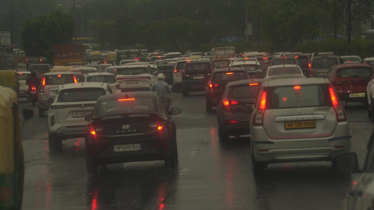 A house collapsed in the national capital following heavy rains and strong winds that affected flight operations and disrupted traffic due to waterlogging in many parts of the city