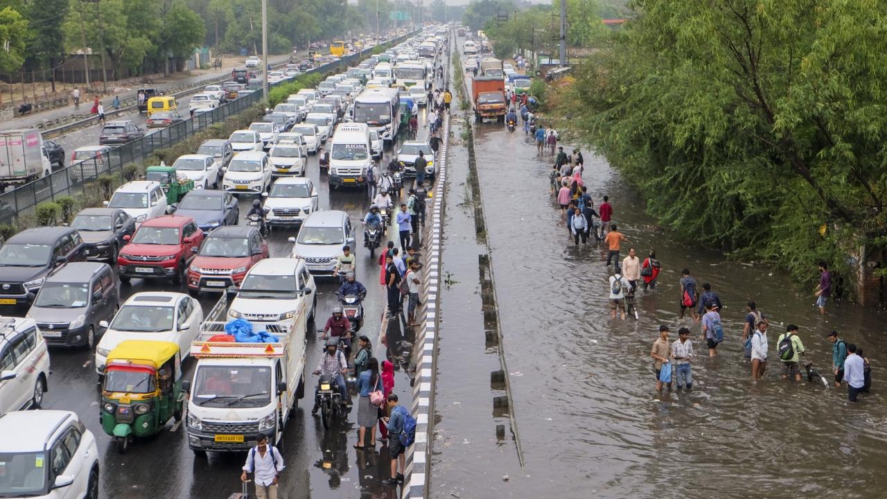Heavy rain and strong winds also affected flight operations and disrupted traffic due to waterlogging in the city