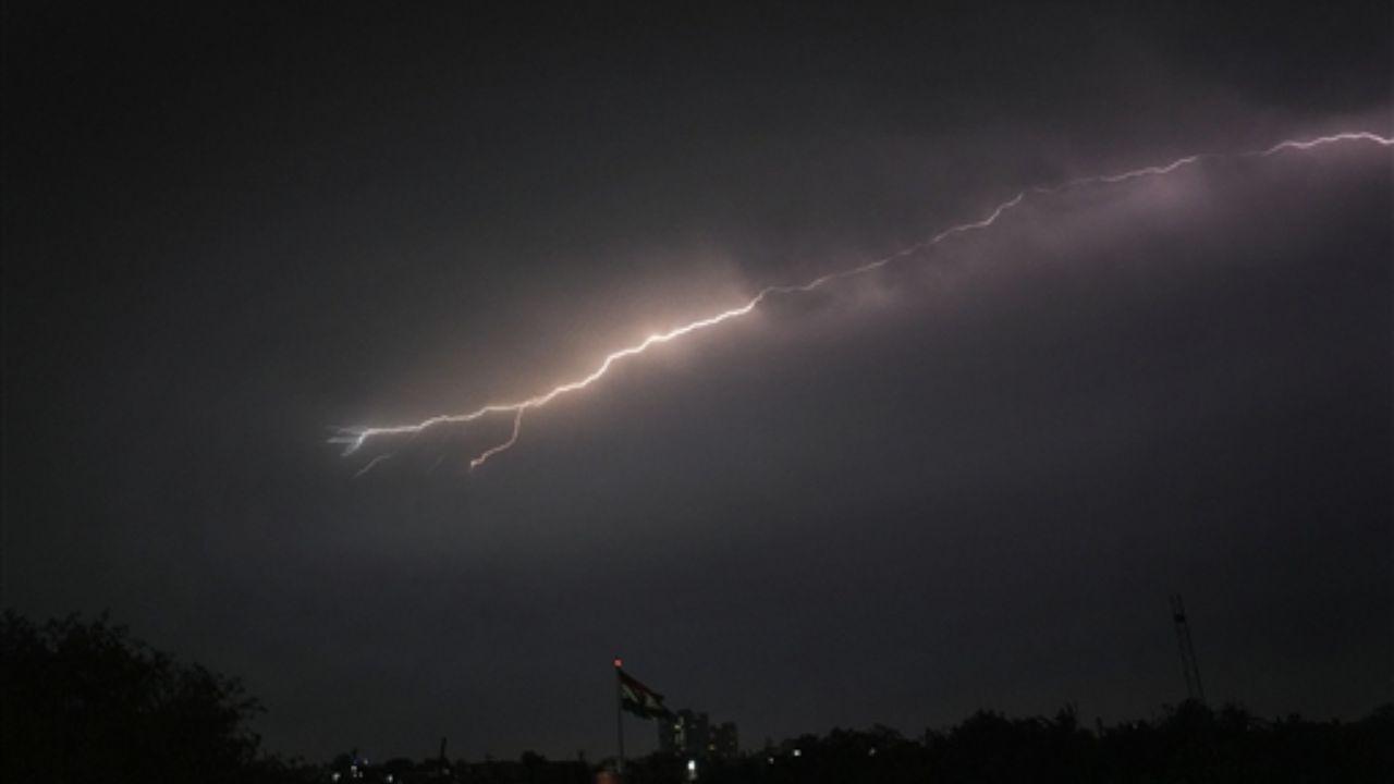Thunderstorm and hailstorm accompanied by strong winds and rains led to uprooting of trees, damaging several vehicles, they said