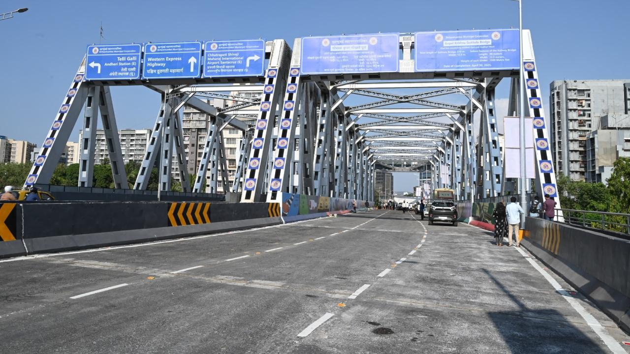 The portion of the bridge over the railway tracks is 90 metres long and supported by RCC piers. Two steel girders, each weighing 1,300 metric tonnes, have been installed, the BMC said