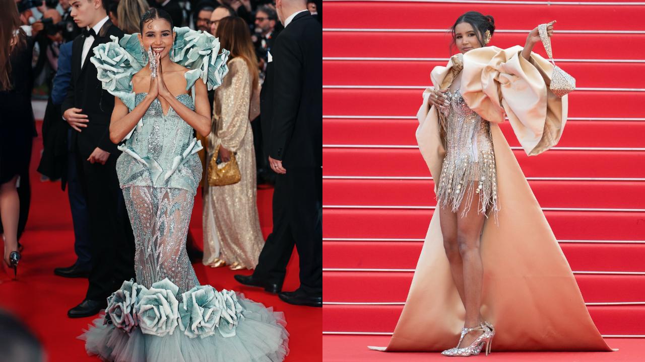 Nancy Tyagi stole the show at Cannes 2025 with her self-designed gown crafted from Seelampur fabric. Featuring a dramatic silhouette, oversized floral details, and a structured cape, her bold look fused traditional craftsmanship with modern style, sparking buzz and cementing her as a fashion innovator on the global stage