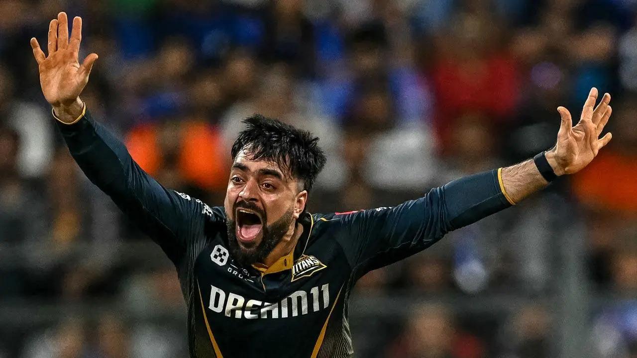 Premier spinner Rashid Khan needs five wickets to complete 70 scalps for GT. He has so far featured in 59 games and has snapped 65 wickets for the side with the best bowling figures of four wickets for 24 runs (Pic: File Pic)