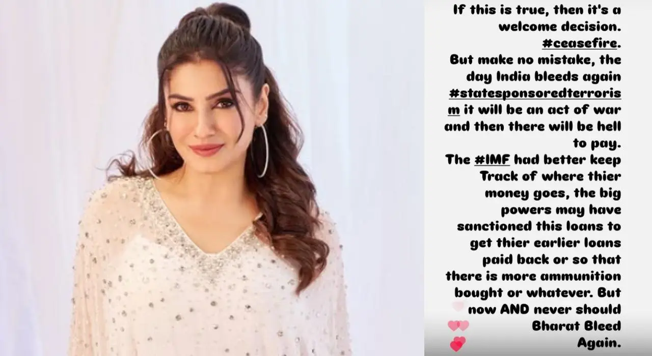 Raveena Tandon expresses relief over India-Pakistan ceasefire agreement