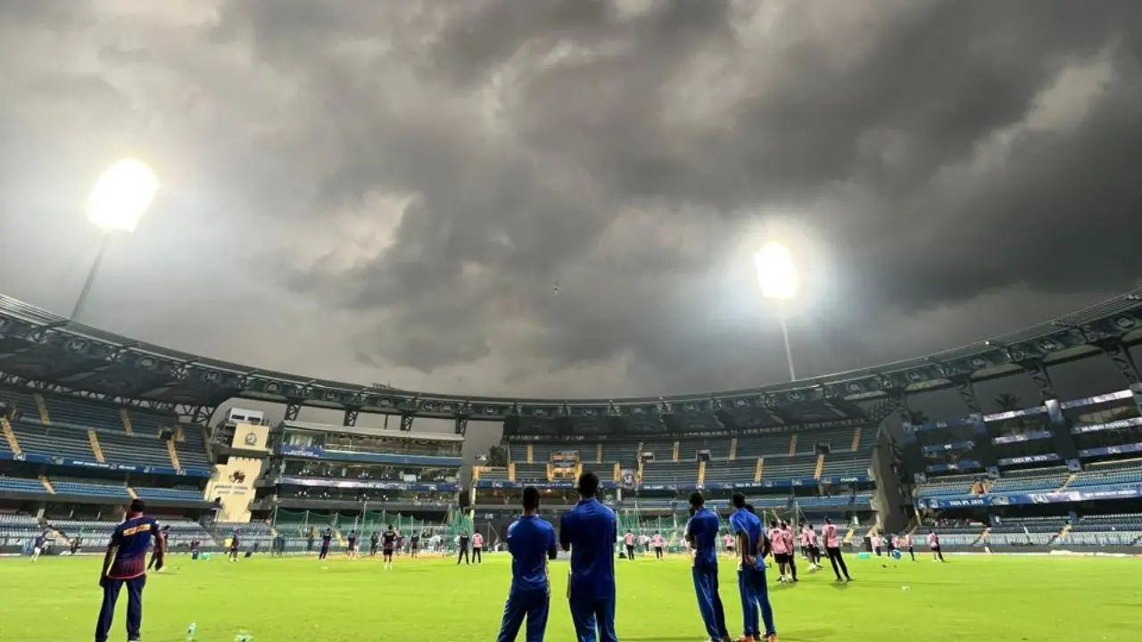 Mumbai's cricket stadiums brace themselves under brooding monsoon clouds, a true testament to the city where rains and games collide. Pic/Satej Shinde, Atul Kamble and Kirti Surve Parade