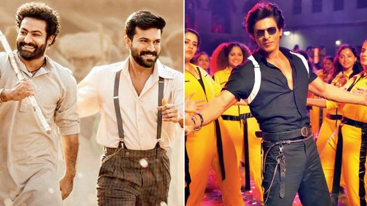 The US collections of RRR and Jawan contributed significantly to their box-office earnings. Pics/AFP, PTI, Instagram