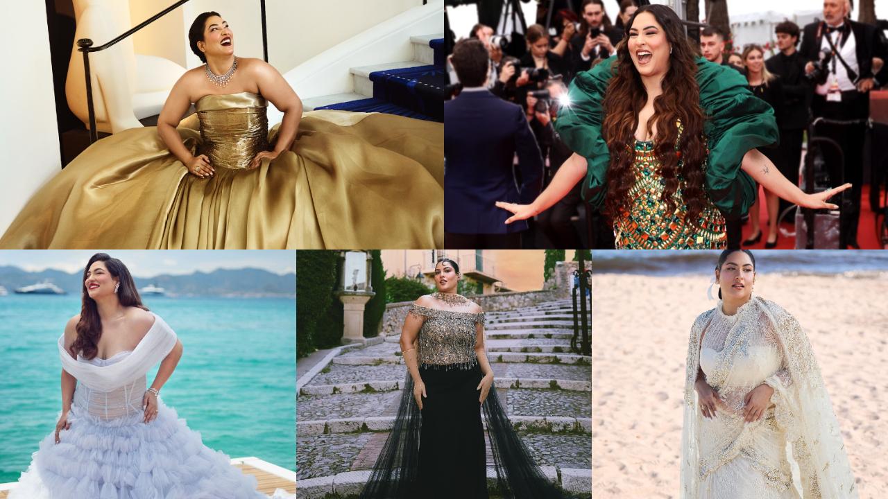 Sakshi Sindwani made a stunning Cannes 2025 debut in a white over-draped saree for a beach photoshoot, blending royal elegance with modern chic. Her look, styled with soft glam and confidence, marked a bold step for inclusive fashion on the global stage