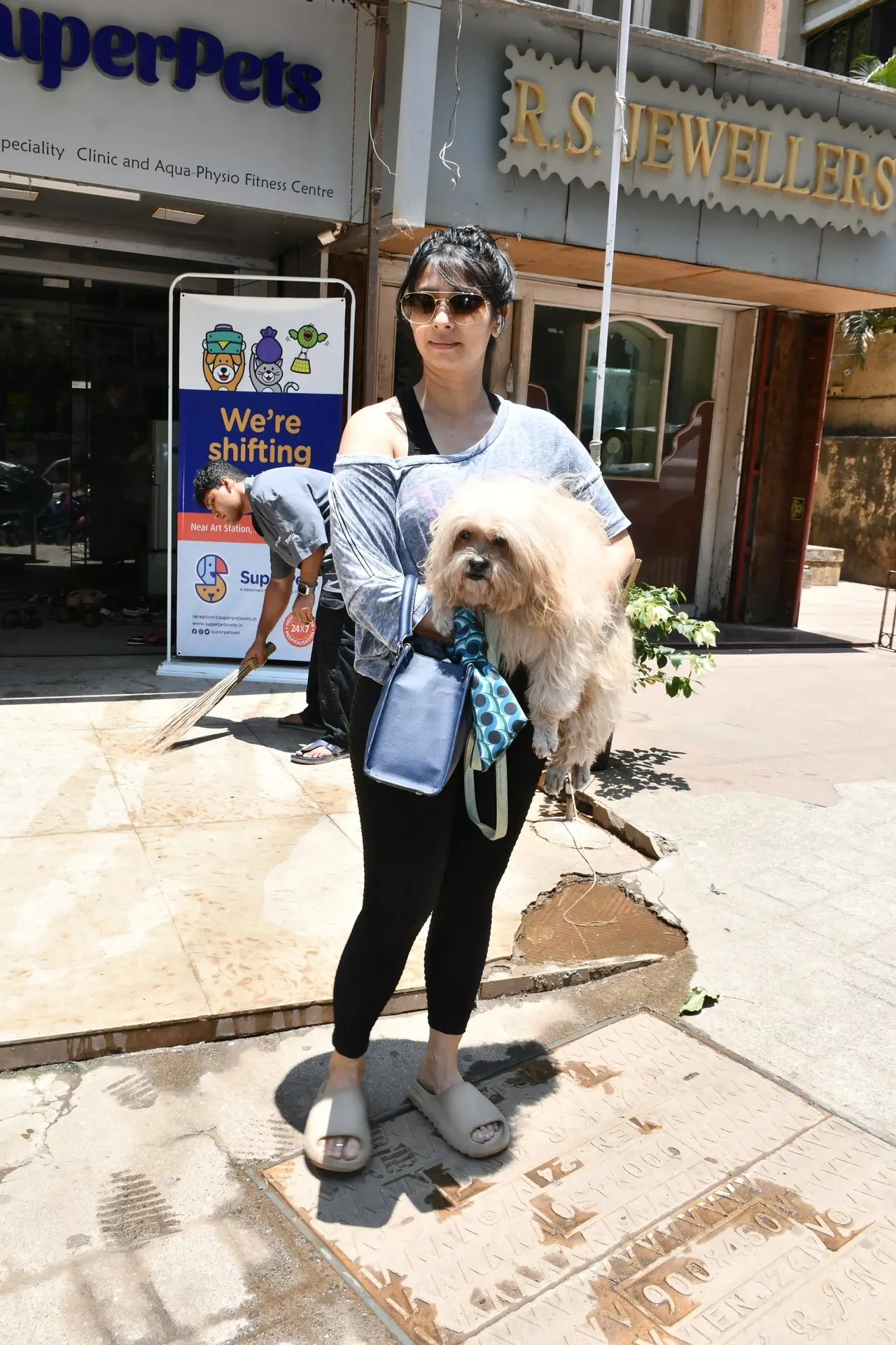 Tanishaa Mukerji was clicked with her pet dog making for a beautiful frame on a hot summer afternoon in the city
