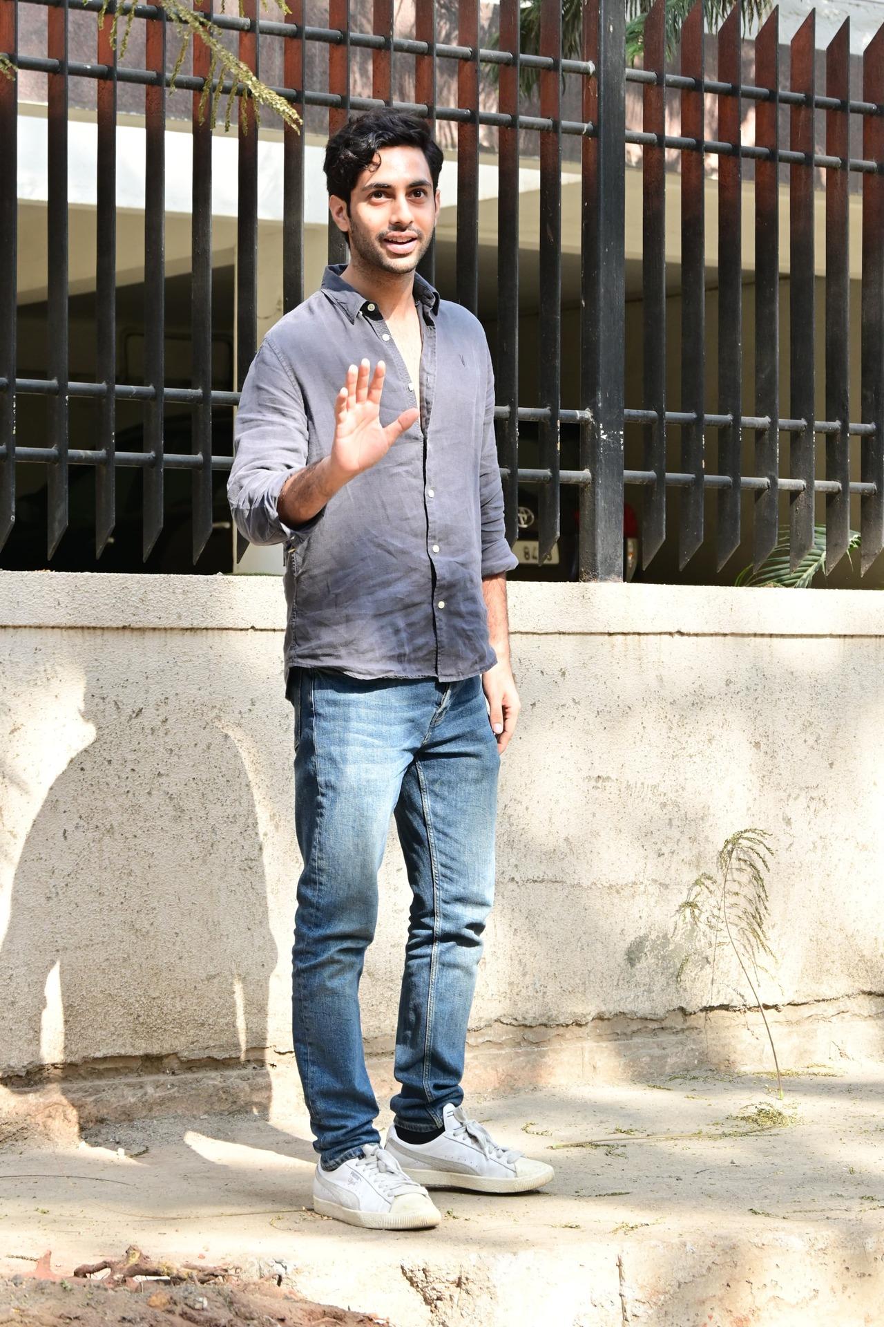 Agastya Nanda was spotted in a pair of smart shirt and denims in the city