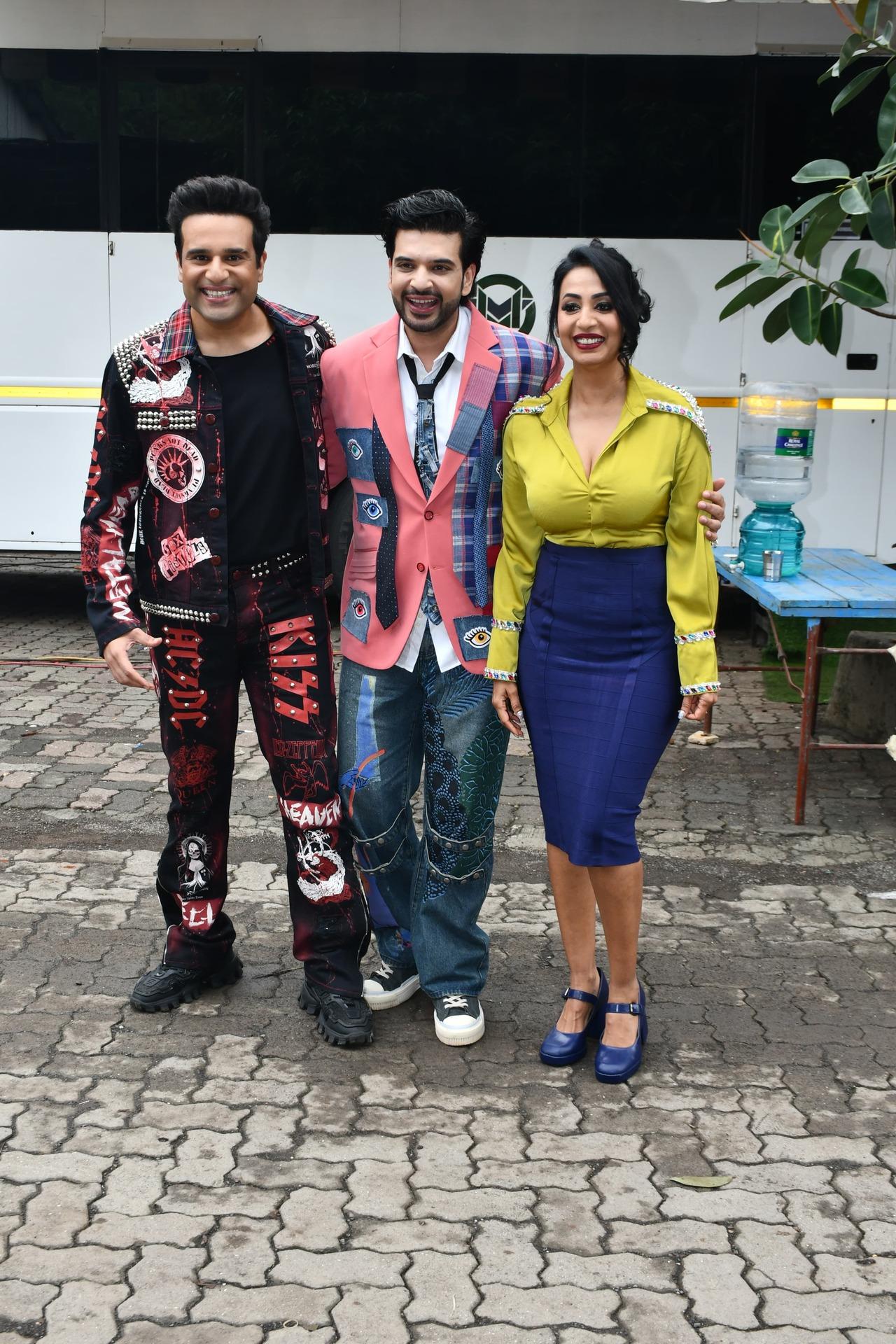 Krushna Abhishek, Karan Kundrra and Kashmera Shah on the sets of Laughter Chefs season 2