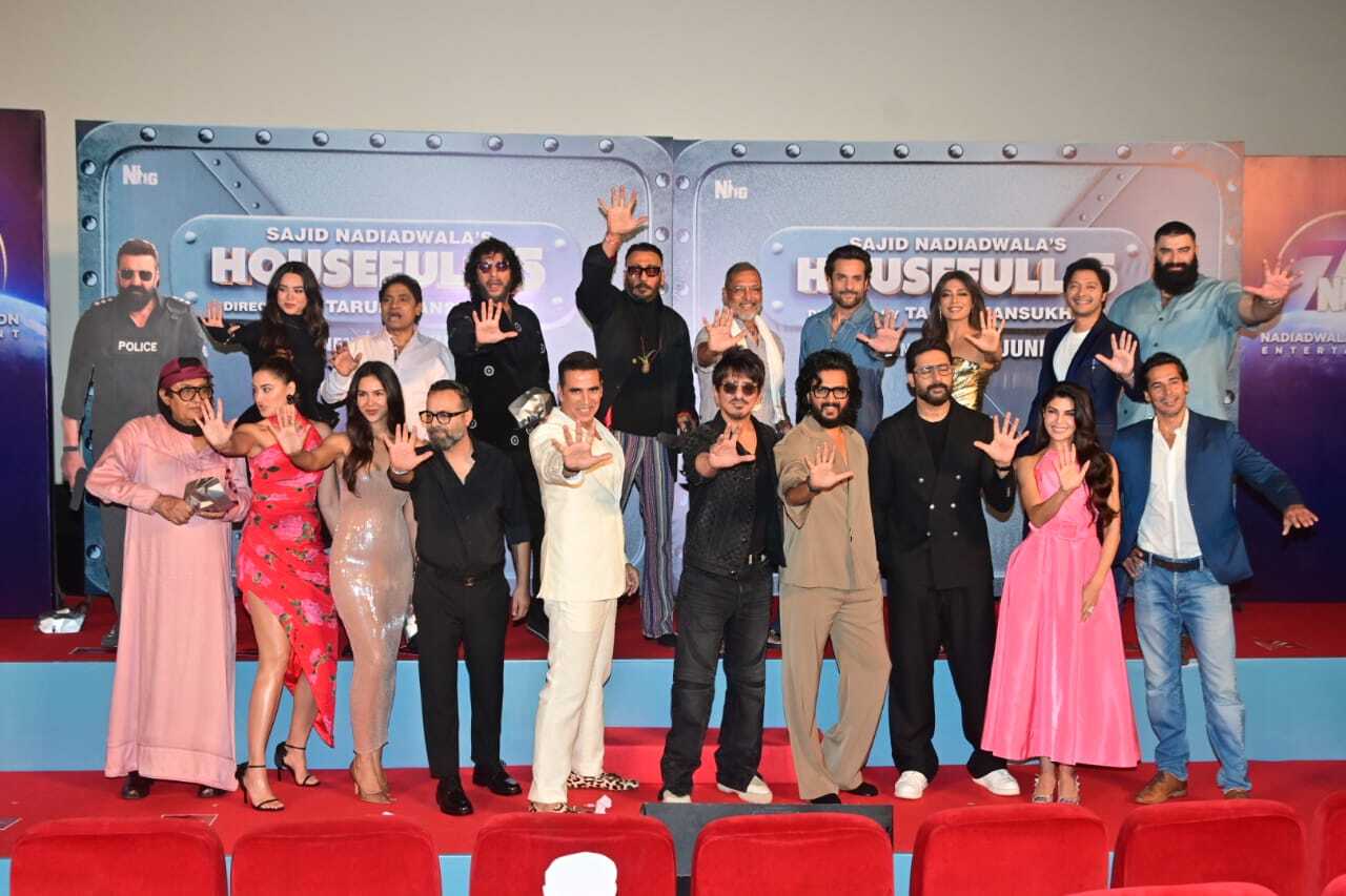 The team of Housefull 5 at the trailer launch pose together