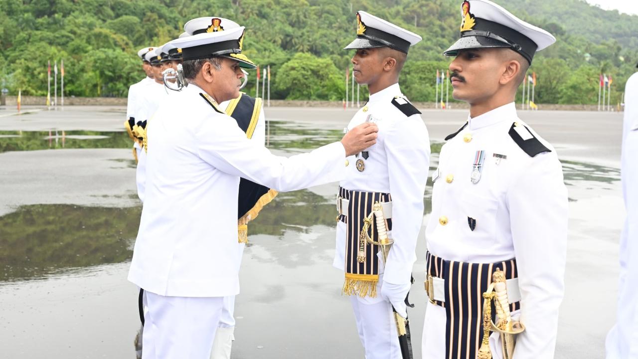 Vice Admiral Srinivas praised the cadets for their smart turnout, discipline, and drill