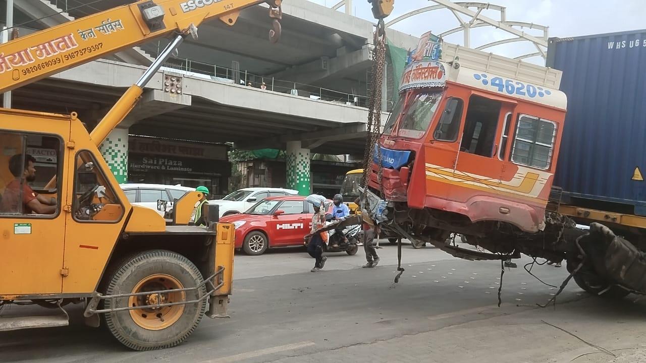 Following the collision, oil spilled onto the road, an official said