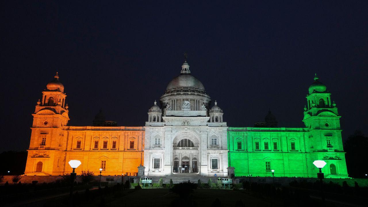 The Victoria Memorial glowed in the hues of the tricolour, symbolising national pride