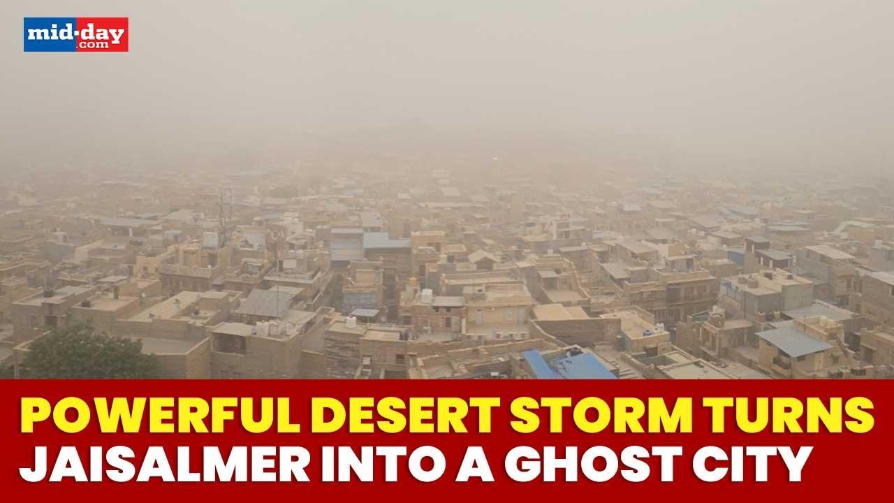 Jaisalmer choked by fierce desert storm; city shrouded in sand and darkness