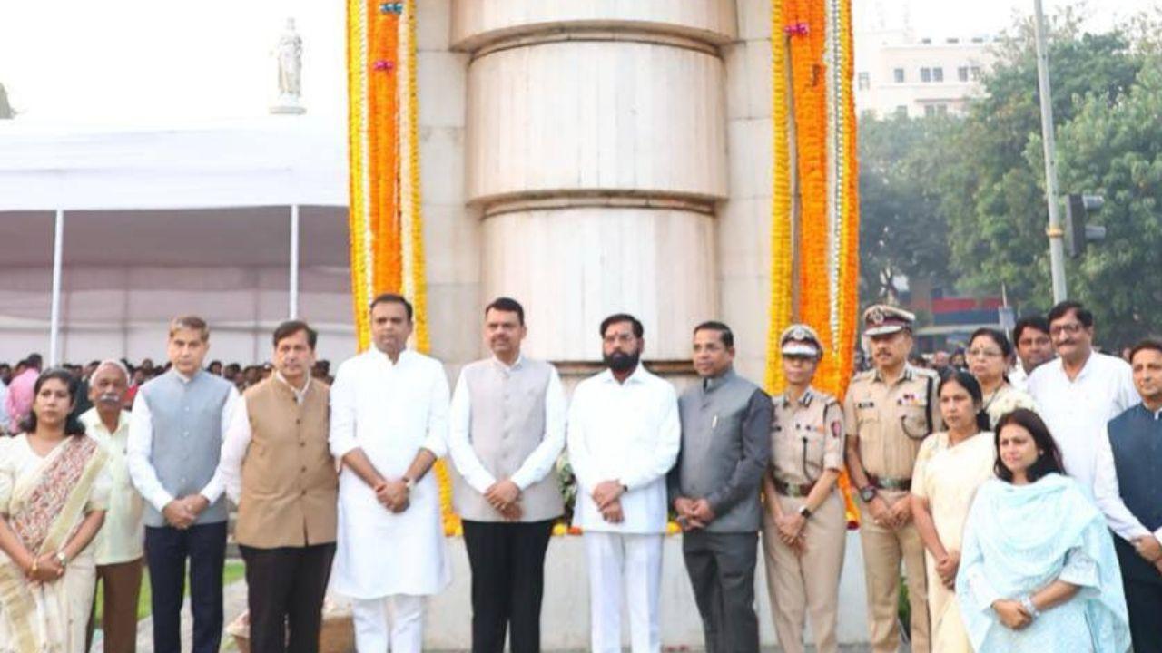 On the occasion of Maharashtra State Martyrs’ Memorial Day, Maharashtra's Deputy Chief Minister Eknath Shinde also paid floral tributes at Hutatma Chowk