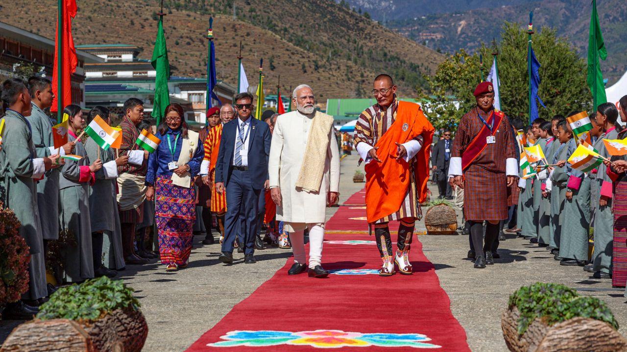 Modi's visit to Bhutan comes as part of his two-day state visit to the country and was welcomed by a 