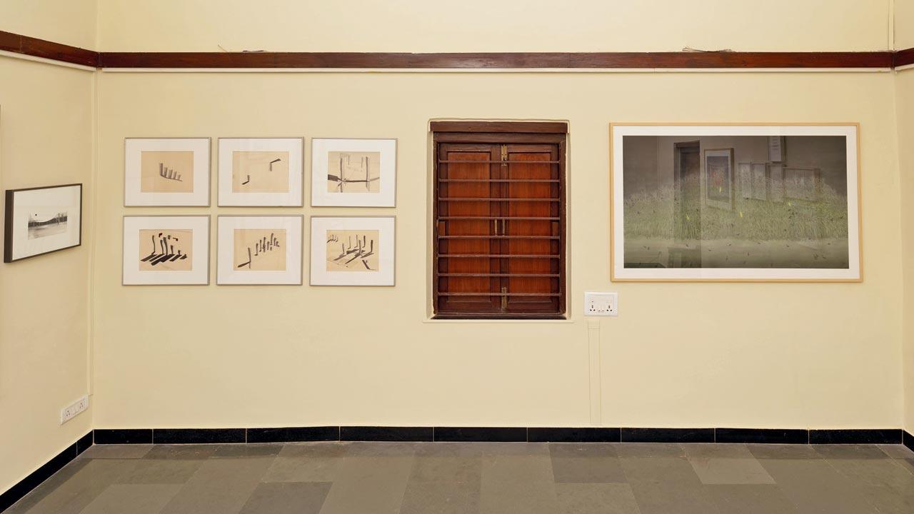 Installation view (left to right): Shreyas Karle, 2002; Untitled, Ashish Phaldesai, 2024, Untitled