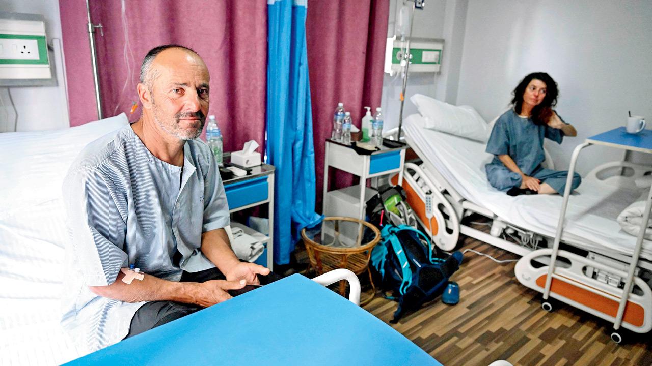 Nine climbers, including two guides, killed in avalanches in Nepal (From left) Avalanche survivors from France, Didler Armand and Isabelle Thaon, recuperate at a Kathmandu hospital. PIC/GETTY IMAGES