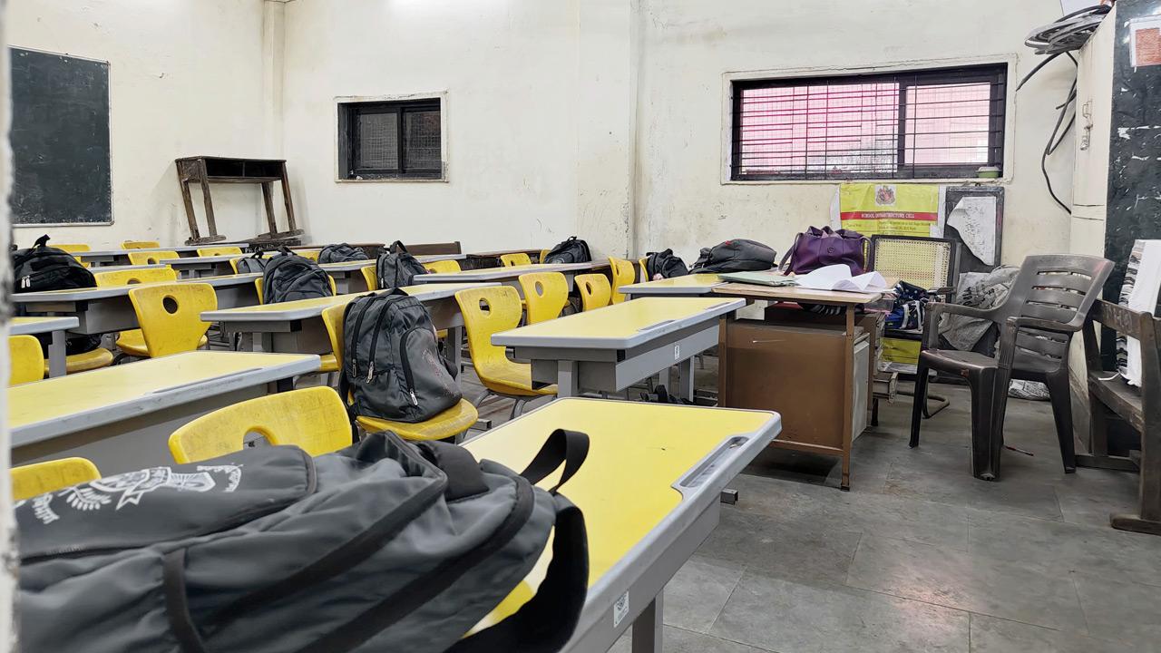 Classroom that are adjacent to the unsafe school building in Govandi. PICS/RITIKA GONDHALEKAR