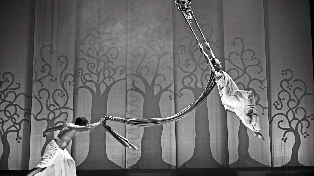 ‘SARI’ - The Unstitched, a complex aerial ballet celebrating the unique drape, as envisioned by veteran choreographer Daksha Sheth at the Bhabha Theatre, NCPA, last December. PIC/KIRTI SURVE PARADE