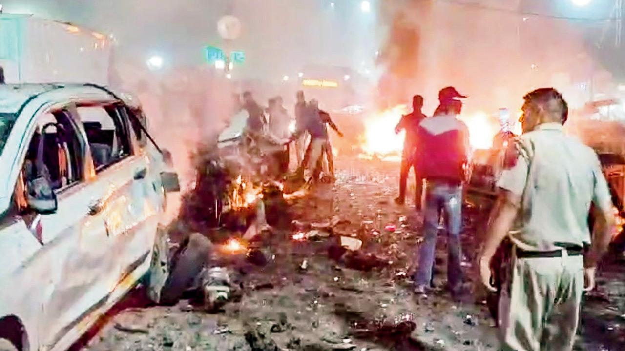 Delhi Red Fort Blast: Eight killed in blast near Red Fort Rescue work underway after blast near Red Fort in New Delhi on Monday. PICS/PTI