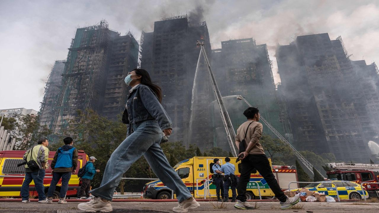 Firefighters have been trying to control the flames since midafternoon Wednesday, when the fire was believed to have started in bamboo scaffolding and construction netting and then spread across seven of the complex's eight buildings. Fires in four buildings had been effectively put out, with the remaining three towers under control, authorities said Thursday afternoon