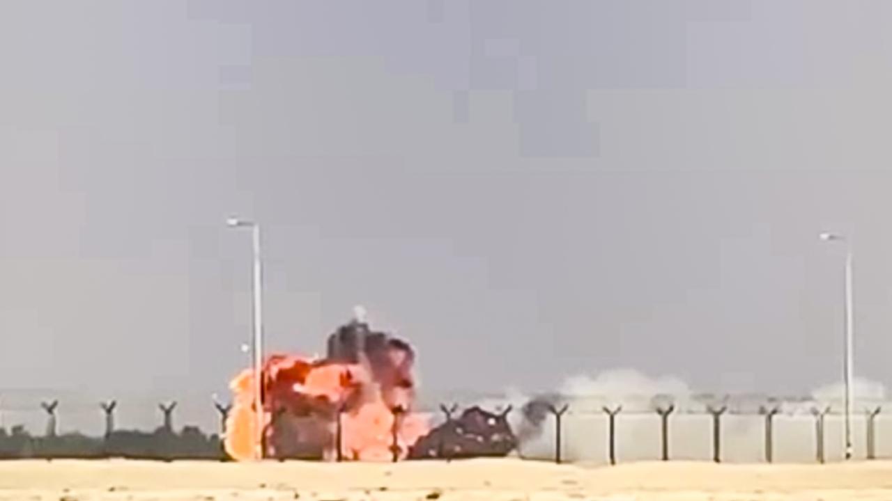 Visuals of the crash showed the jet dropping altitude and then crashing on the ground, before being engulfed in a ball of fire