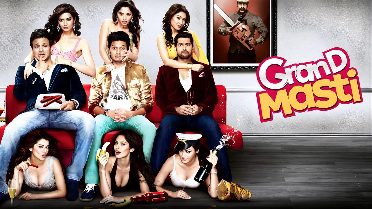 Grand Masti
Friends Amar (Riteish Deshmukh), Meet (Vivek Oberoi) and Prem (Aftab Shivdasani) are unhappy with their married lives, and decide to go to their college reunion to have fun. 