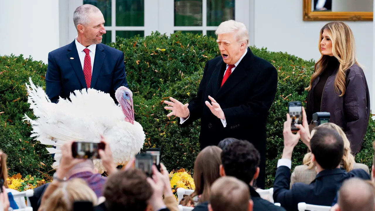 Trump pardons Thanksgiving turkeys Waddle and Gobble with pointed remarks